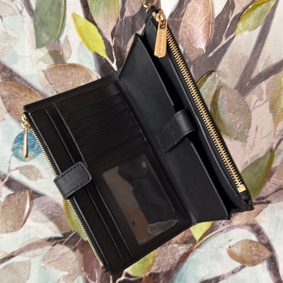 MICHAEL KORS SAFFIANO 🖤BLACK🖤 LEATHER MEDIUM SATCHEL BAG & WALLET SET 🌟EUC🌟 - Picture 16 of 17